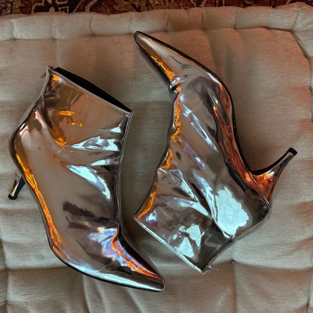Remi silver kitten heel silver boots urban outfitters